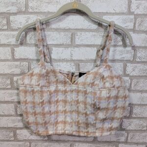 NWT GiGio Houndstooth Fur Crop Top Size M Made In USA